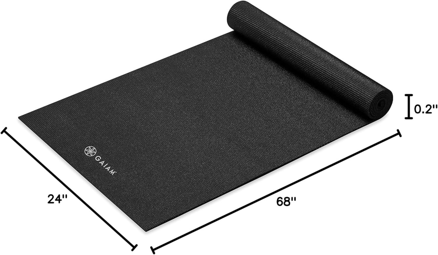 imageGaiam Yoga Mat Premium 5mm Solid Thick Non Slip Exercise ampamp Fitness Mat for All Types of Yoga Pilates ampamp Floor Workouts 68quot x 24quot x 5mmBlack