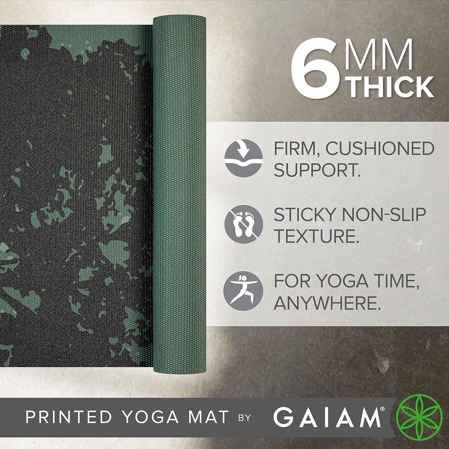 imageGaiam Yoga Mat Premium 6mm Print Extra Thick Non Slip Exercise ampamp Fitness Mat for All Types of Yoga Pilates ampamp Floor Workouts 68quotL x 24quotW x 6mm ThickLuminary