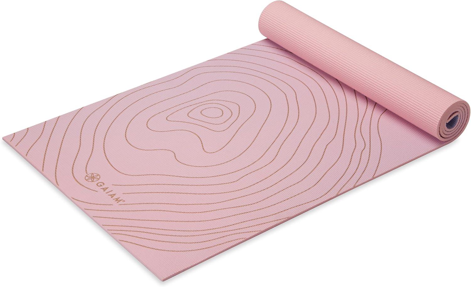 imageGaiam Yoga Mat Premium 6mm Print Extra Thick Non Slip Exercise ampamp Fitness Mat for All Types of Yoga Pilates ampamp Floor Workouts 68quotL x 24quotW x 6mm ThickTopo Sherbet