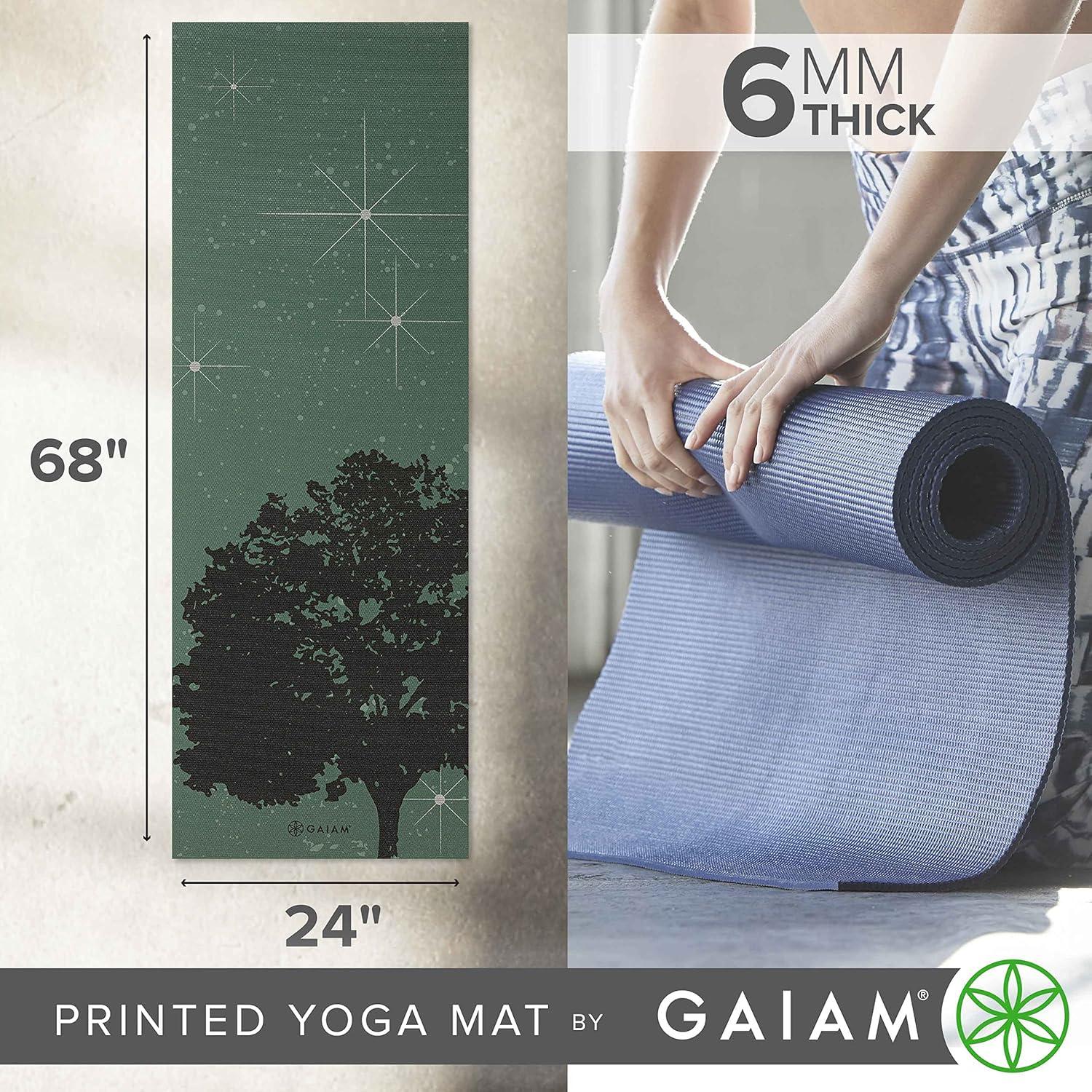imageGaiam Yoga Mat Premium 6mm Print Extra Thick Non Slip Exercise ampamp Fitness Mat for All Types of Yoga Pilates ampamp Floor Workouts 68quotL x 24quotW x 6mm ThickLuminary
