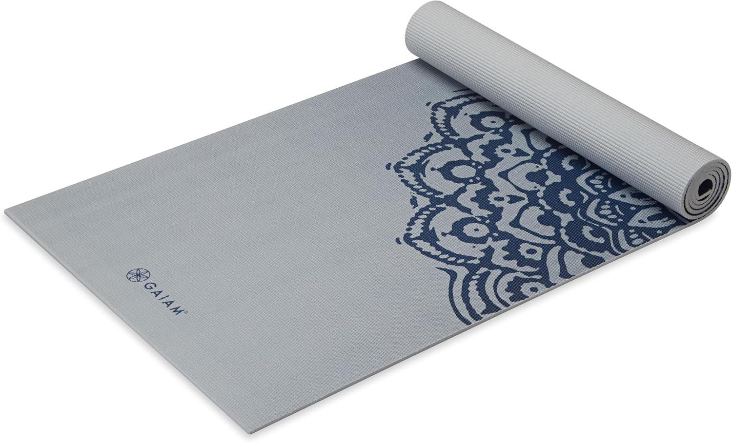 imageGaiam Yoga Mat  Premium 6mm Print Extra Thick Non Slip Exercise ampamp Fitness Mat for All Types of Yoga Pilates ampamp Floor Workouts 68quotL x 24quotW x 6mm ThickIndigo Fade