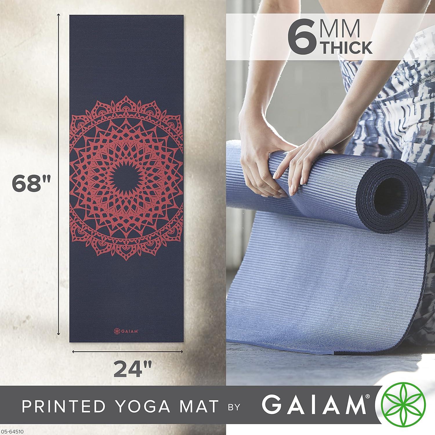 imageGaiam Yoga Mat Premium 6mm Print Extra Thick Non Slip Exercise ampamp Fitness Mat for All Types of Yoga Pilates ampamp Floor Workouts 68quotL x 24quotW x 6mm ThickPink Marrakesh