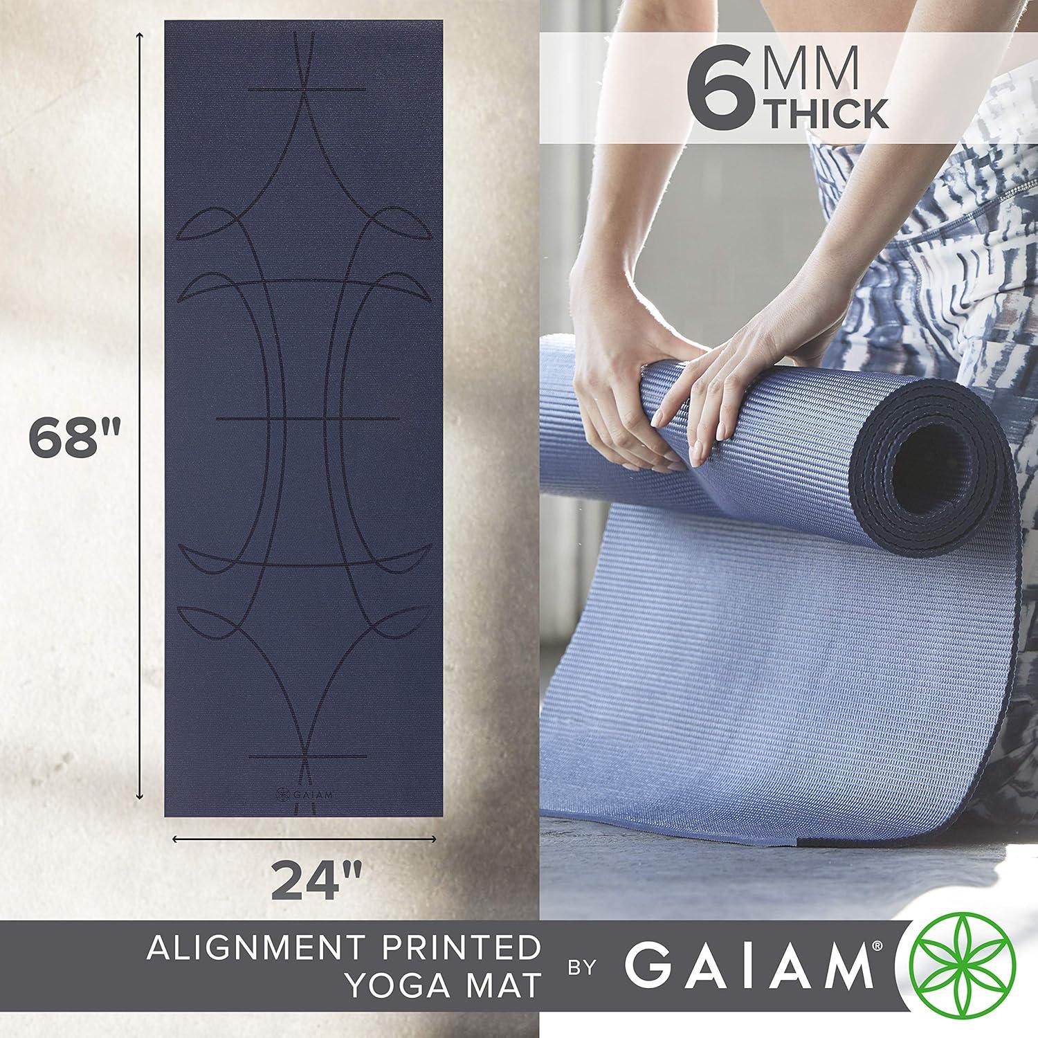 imageGaiam Yoga Mat Premium 6mm Print Extra Thick Non Slip Exercise ampamp Fitness Mat for All Types of Yoga Pilates ampamp Floor Workouts 68quotL x 24quotW x 6mm ThickAlignment Print Ink