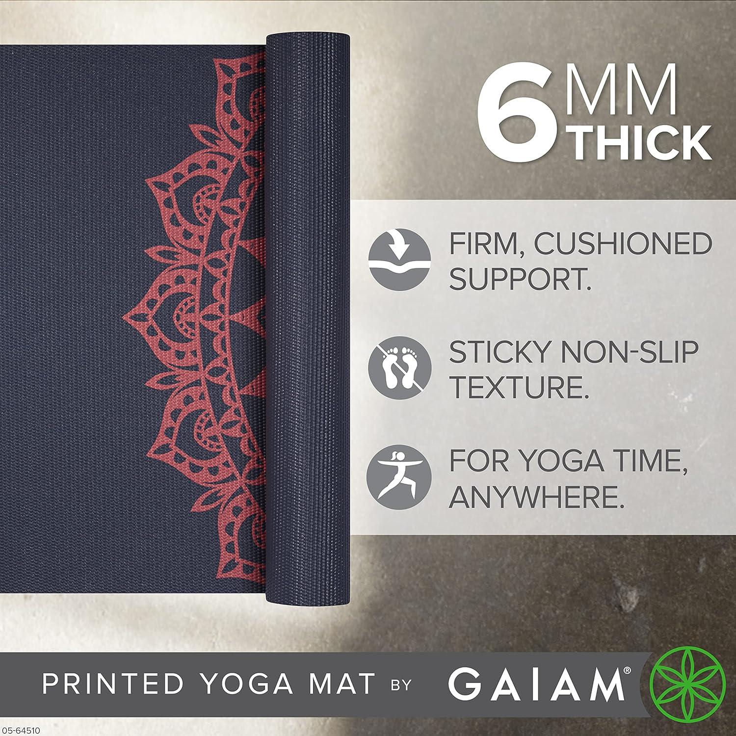 imageGaiam Yoga Mat Premium 6mm Print Extra Thick Non Slip Exercise ampamp Fitness Mat for All Types of Yoga Pilates ampamp Floor Workouts 68quotL x 24quotW x 6mm ThickPink Marrakesh