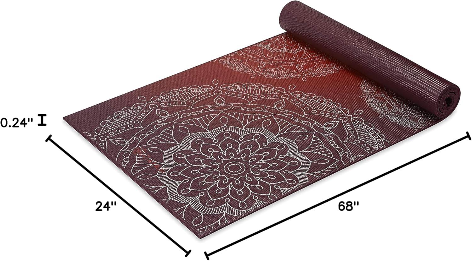 imageGaiam Yoga Mat Premium 6mm Print Extra Thick Non Slip Exercise ampamp Fitness Mat for All Types of Yoga Pilates ampamp Floor Workouts 68quotL x 24quotW x 6mm ThickMetallic Sunset