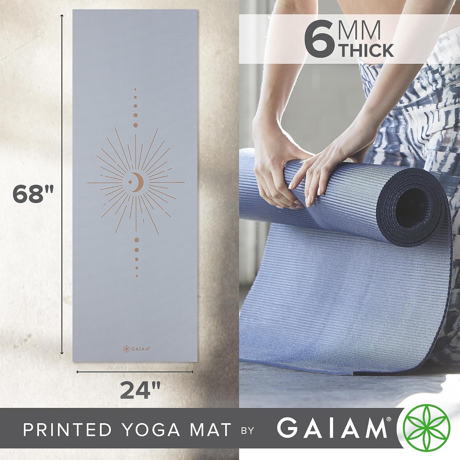 imageGaiam Yoga Mat Premium 6mm Print Extra Thick Non Slip Exercise ampamp Fitness Mat for All Types of Yoga Pilates ampamp Floor Workouts 68quotL x 24quotW x 6mm ThickViolet Vision