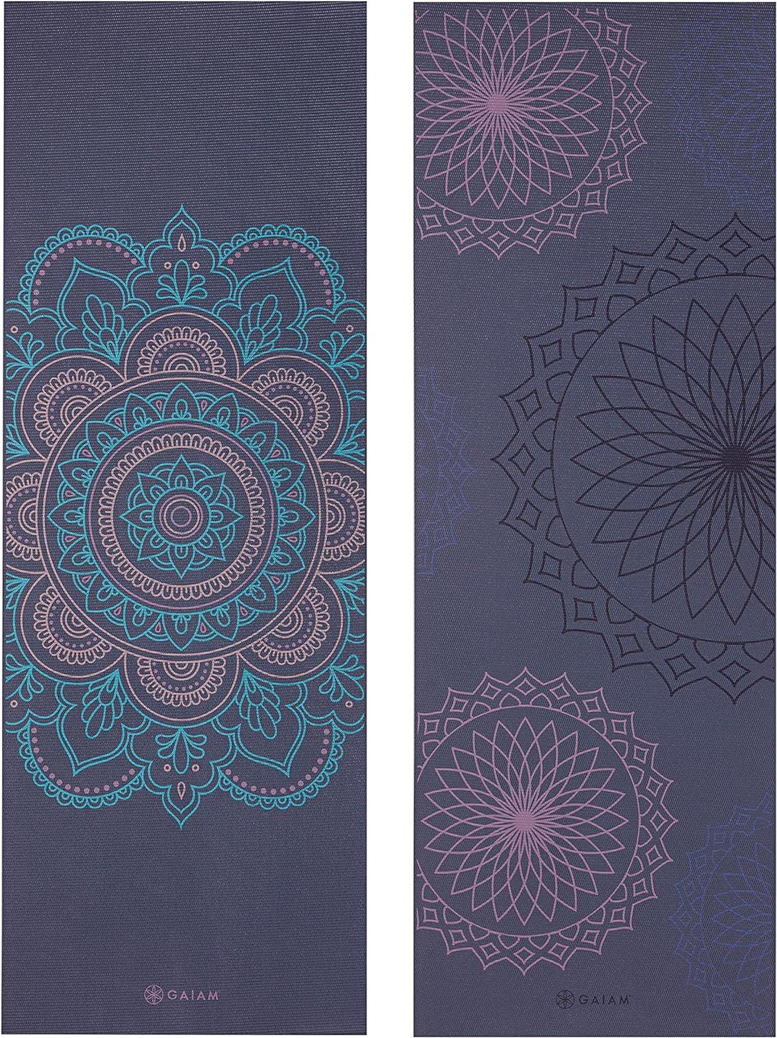 imageGaiam Yoga Mat Premium 6mm Print Reversible Extra Thick Non Slip Exercise ampamp Fitness Mat for All Types of Yoga Pilates ampamp Floor Workouts 68quot x 24quot x 6mm ThickPurple Illusion