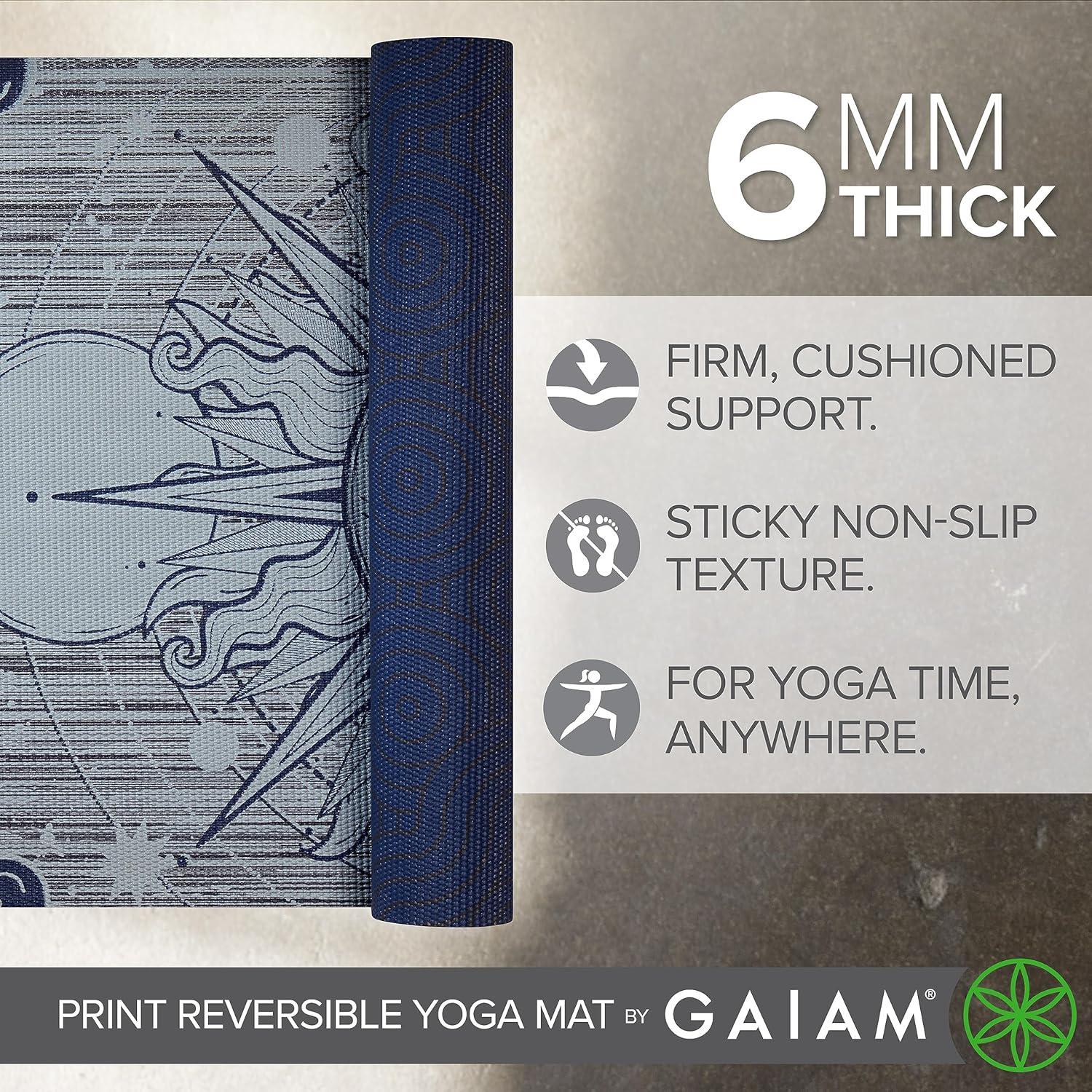 imageGaiam Yoga Mat Premium 6mm Print Reversible Extra Thick Non Slip Exercise ampamp Fitness Mat for All Types of Yoga Pilates ampamp Floor Workouts 68quot x 24quot x 6mm ThickEthereal Beauty