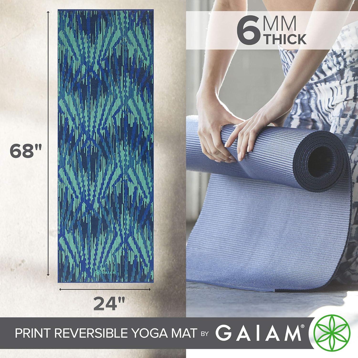 imageGaiam Yoga Mat  Premium 6mm Print Reversible Extra Thick Non Slip Exercise ampamp Fitness Mat for All Types of Yoga Pilates ampamp Floor Workouts 68quot x 24quot x 6mm ThickDivine Impressionist