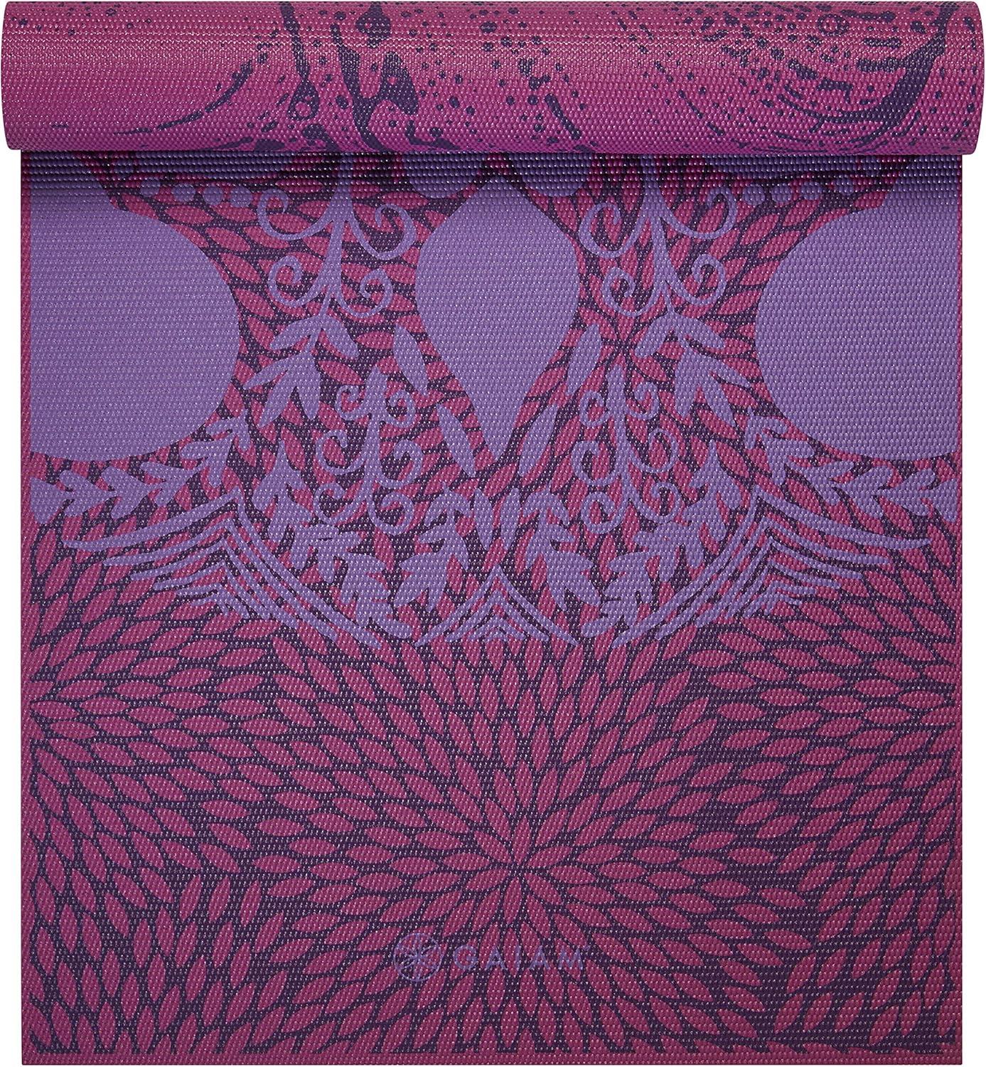 imageGaiam Yoga Mat  Premium 6mm Print Reversible Extra Thick Non Slip Exercise ampamp Fitness Mat for All Types of Yoga Pilates ampamp Floor Workouts 68quot x 24quot x 6mm ThickLilac Aurora