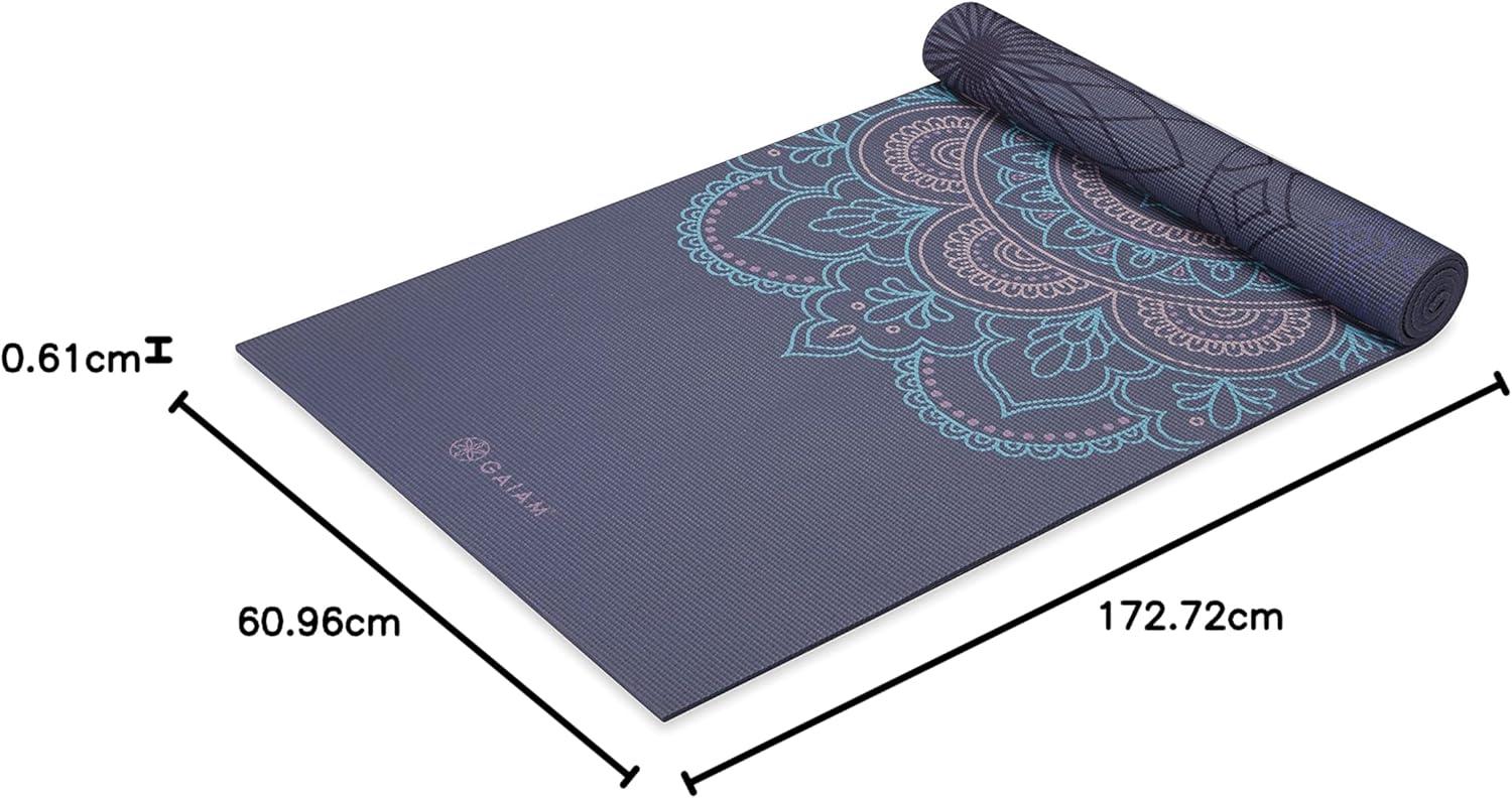 imageGaiam Yoga Mat Premium 6mm Print Reversible Extra Thick Non Slip Exercise ampamp Fitness Mat for All Types of Yoga Pilates ampamp Floor Workouts 68quot x 24quot x 6mm ThickPurple Illusion
