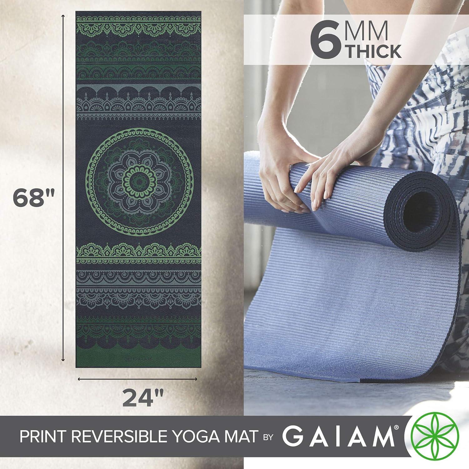 imageGaiam Yoga Mat Premium 6mm Print Reversible Extra Thick Non Slip Exercise ampamp Fitness Mat for All Types of Yoga Pilates ampamp Floor Workouts 68quot x 24quot x 6mm ThickBoho Folk