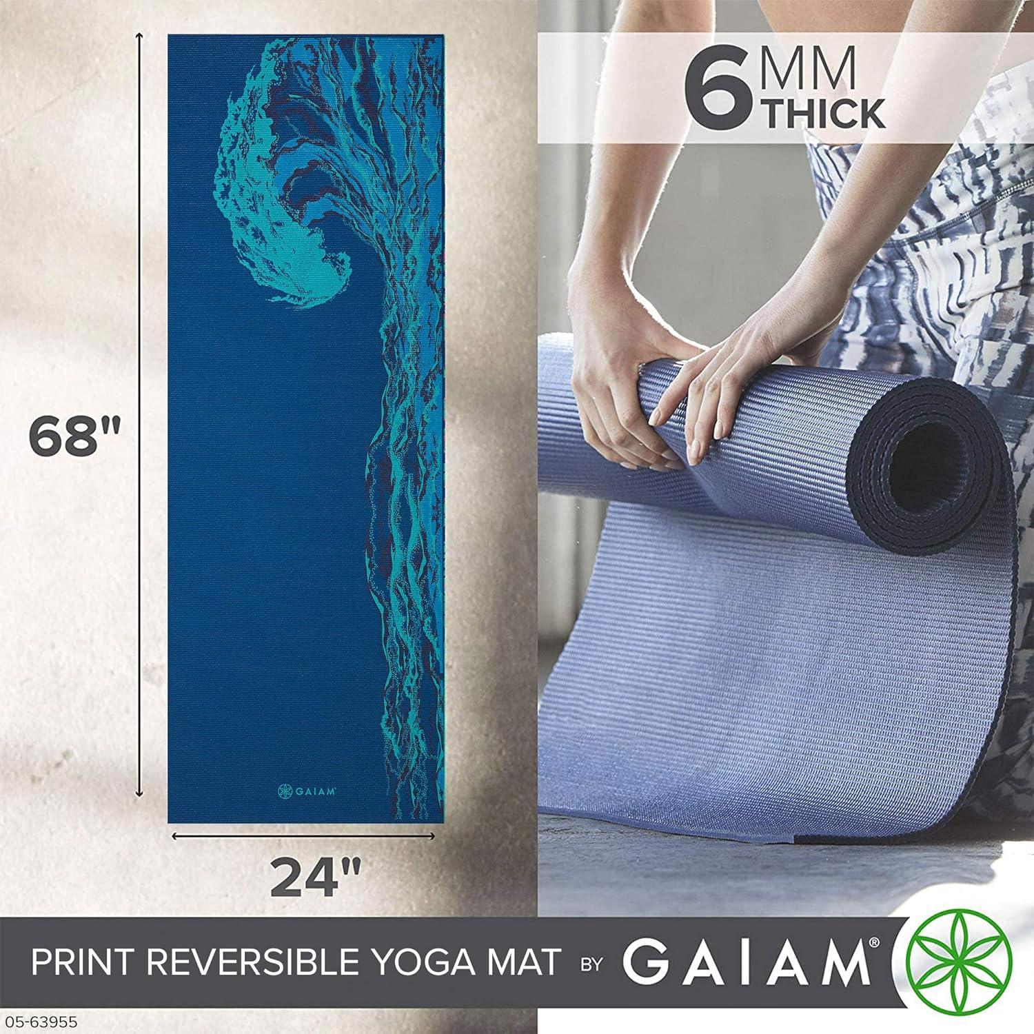 imageGaiam Yoga Mat Premium 6mm Print Reversible Extra Thick Non Slip Exercise ampamp Fitness Mat for All Types of Yoga Pilates ampamp Floor Workouts 68quot x 24quot x 6mm ThickPeaceful Waters