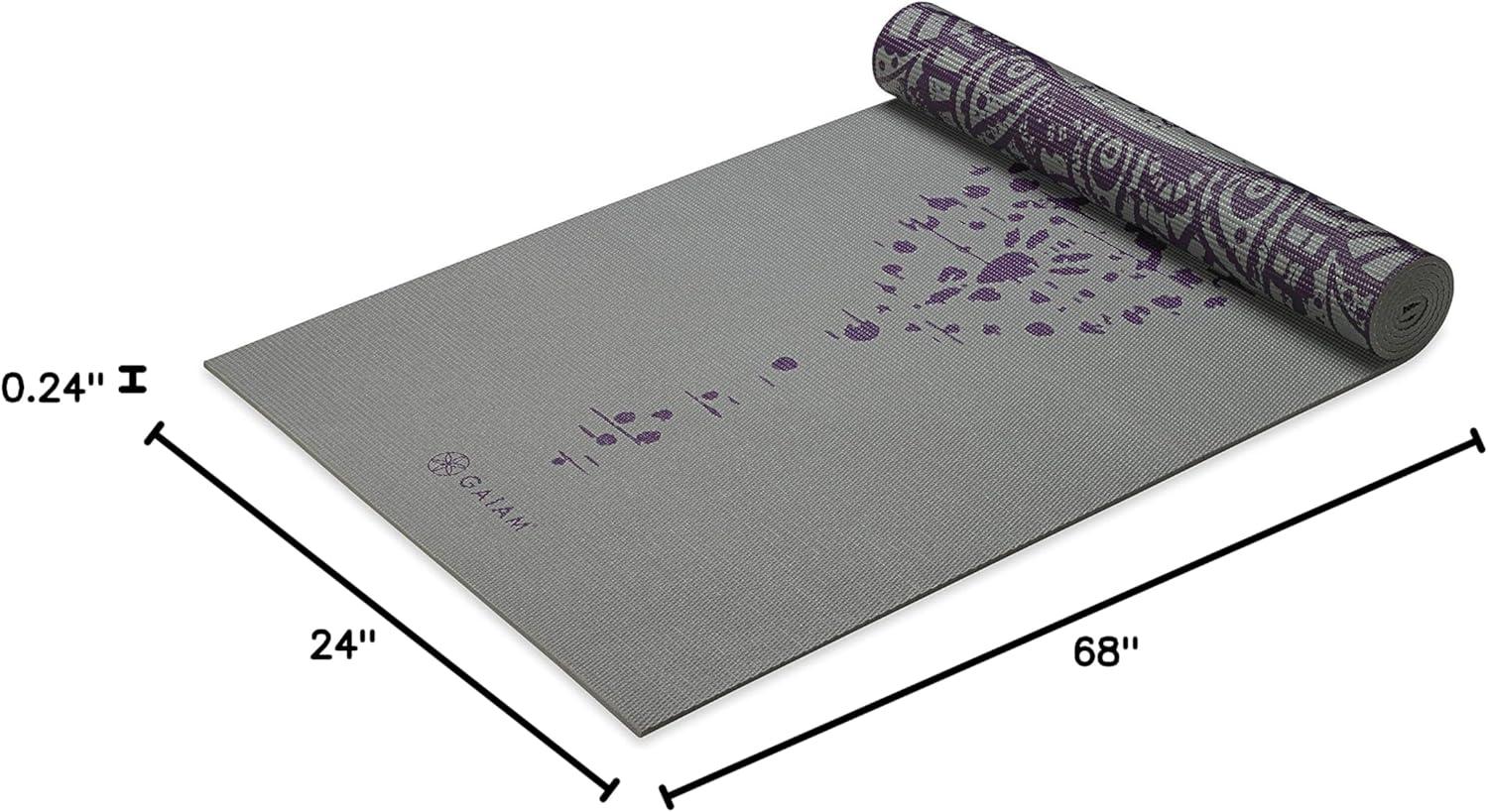 imageGaiam Yoga Mat Premium 6mm Print Reversible Extra Thick Non Slip Exercise ampamp Fitness Mat for All Types of Yoga Pilates ampamp Floor Workouts 68quot x 24quot x 6mm ThickPlum Etching