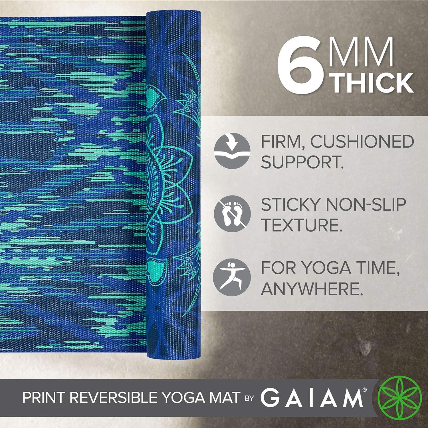 imageGaiam Yoga Mat  Premium 6mm Print Reversible Extra Thick Non Slip Exercise ampamp Fitness Mat for All Types of Yoga Pilates ampamp Floor Workouts 68quot x 24quot x 6mm ThickDivine Impressionist