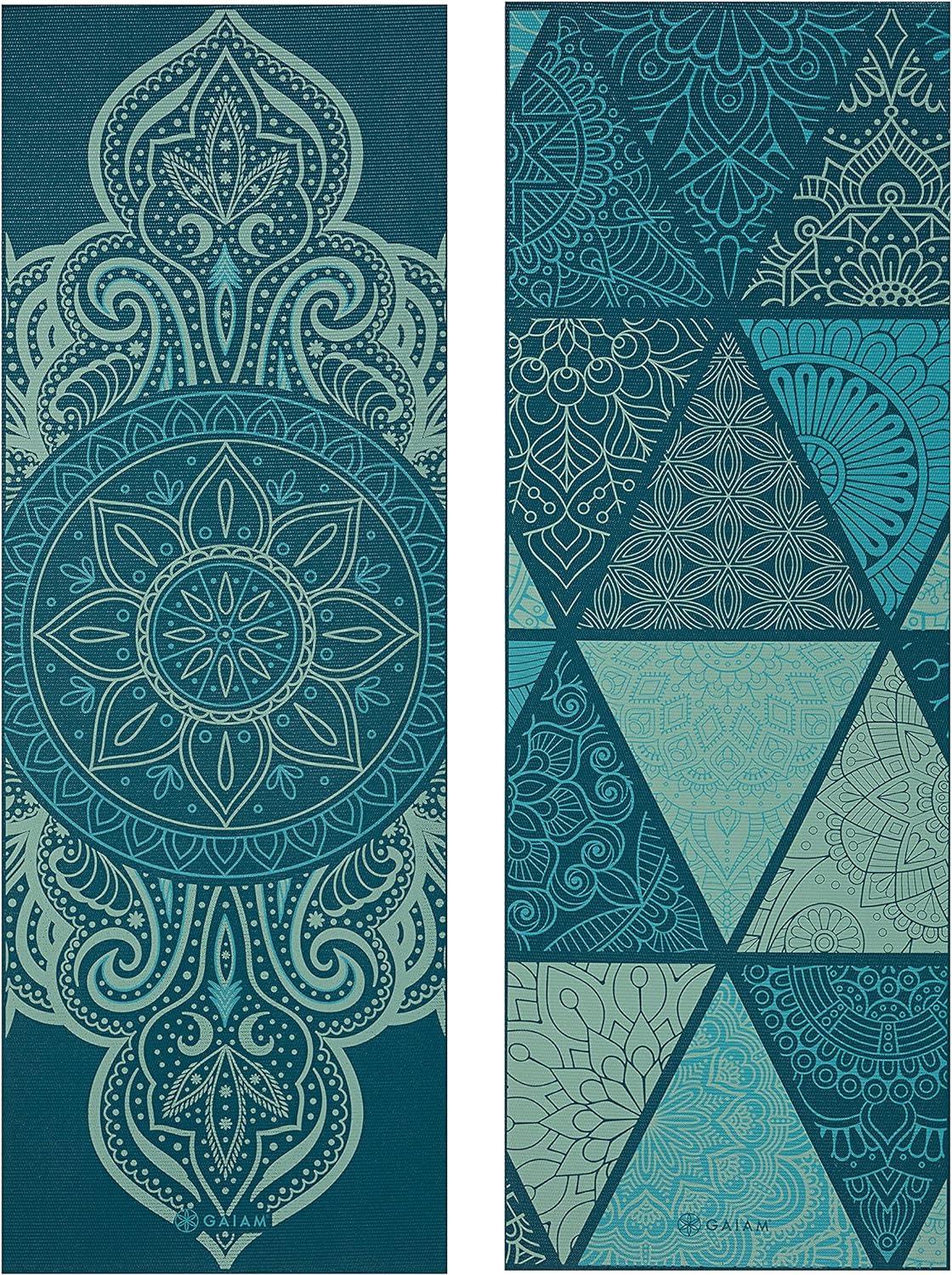 imageGaiam Yoga Mat  Premium 6mm Print Reversible Extra Thick Non Slip Exercise ampamp Fitness Mat for All Types of Yoga Pilates ampamp Floor Workouts 68quot x 24quot x 6mm ThickSeaglass