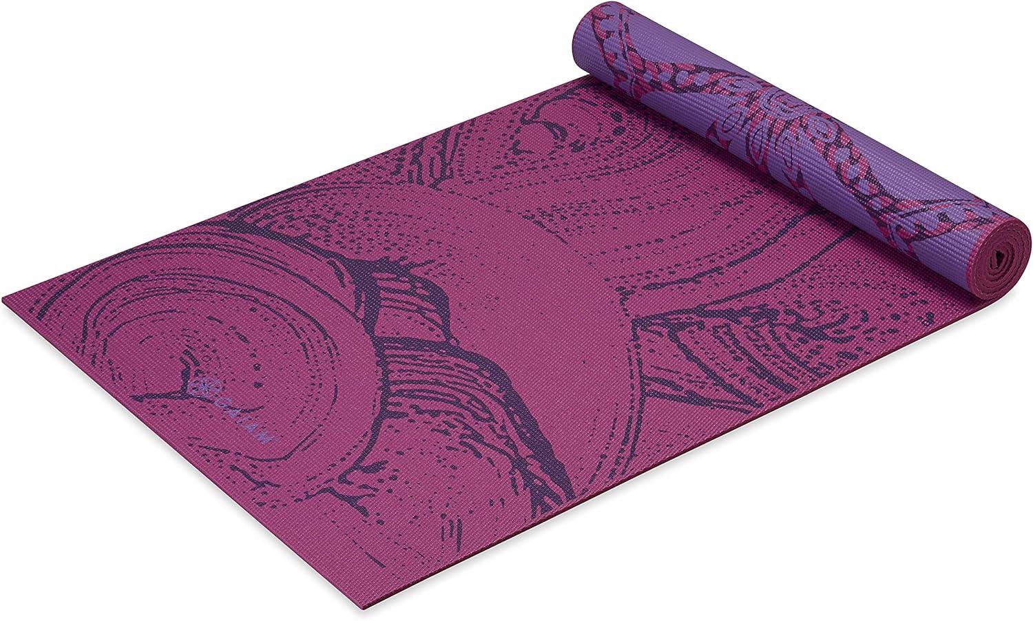 imageGaiam Yoga Mat  Premium 6mm Print Reversible Extra Thick Non Slip Exercise ampamp Fitness Mat for All Types of Yoga Pilates ampamp Floor Workouts 68quot x 24quot x 6mm ThickLilac Aurora