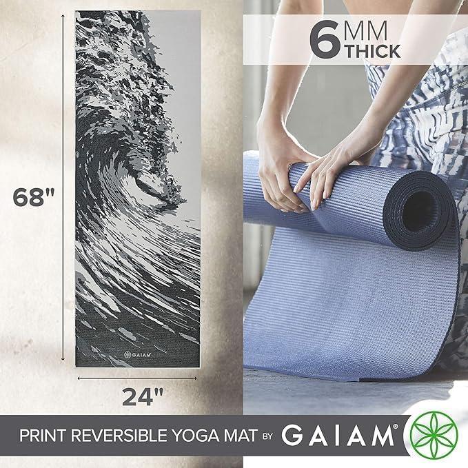imageGaiam Yoga Mat  Premium 6mm Print Reversible Extra Thick Non Slip Exercise ampamp Fitness Mat for All Types of Yoga Pilates ampamp Floor Workouts 68quot x 24quot x 6mm ThickSpiral Motion