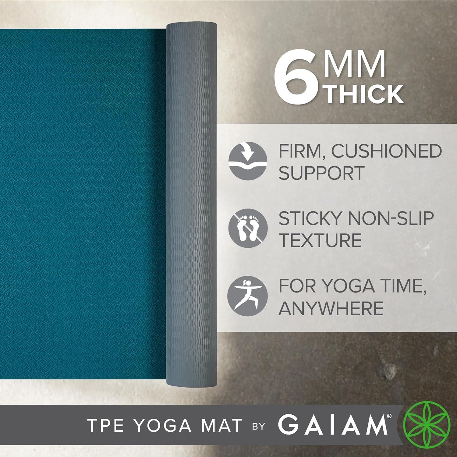 imageGaiam Yoga Mat Performance TPE Exercise ampamp Fitness Mat for All Types of Yoga Pilates ampamp Floor ExercisesLake