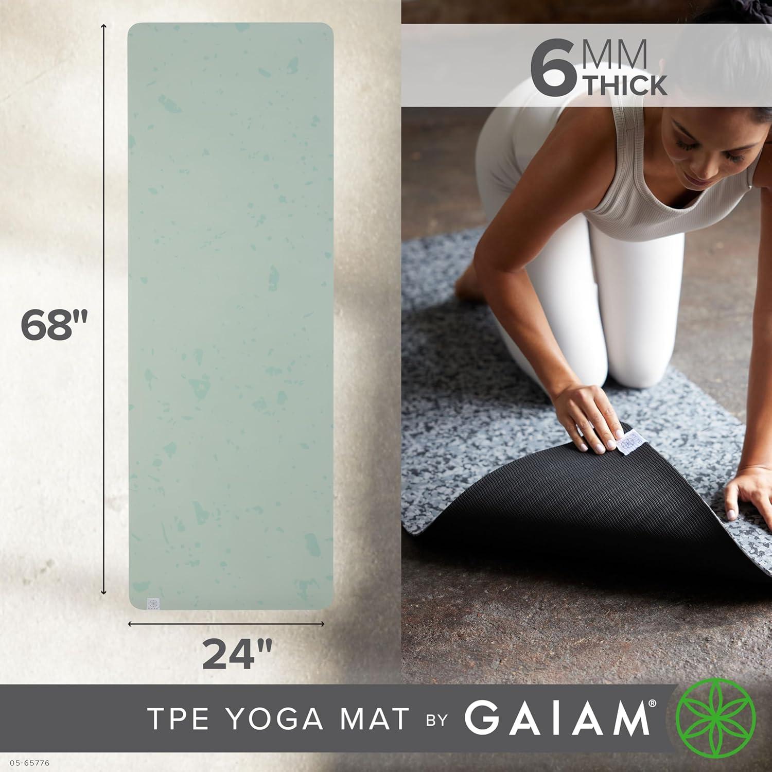imageGaiam Yoga Mat Performance TPE Exercise ampamp Fitness Mat for All Types of Yoga Pilates ampamp Floor ExercisesSpeckle Sea Salt