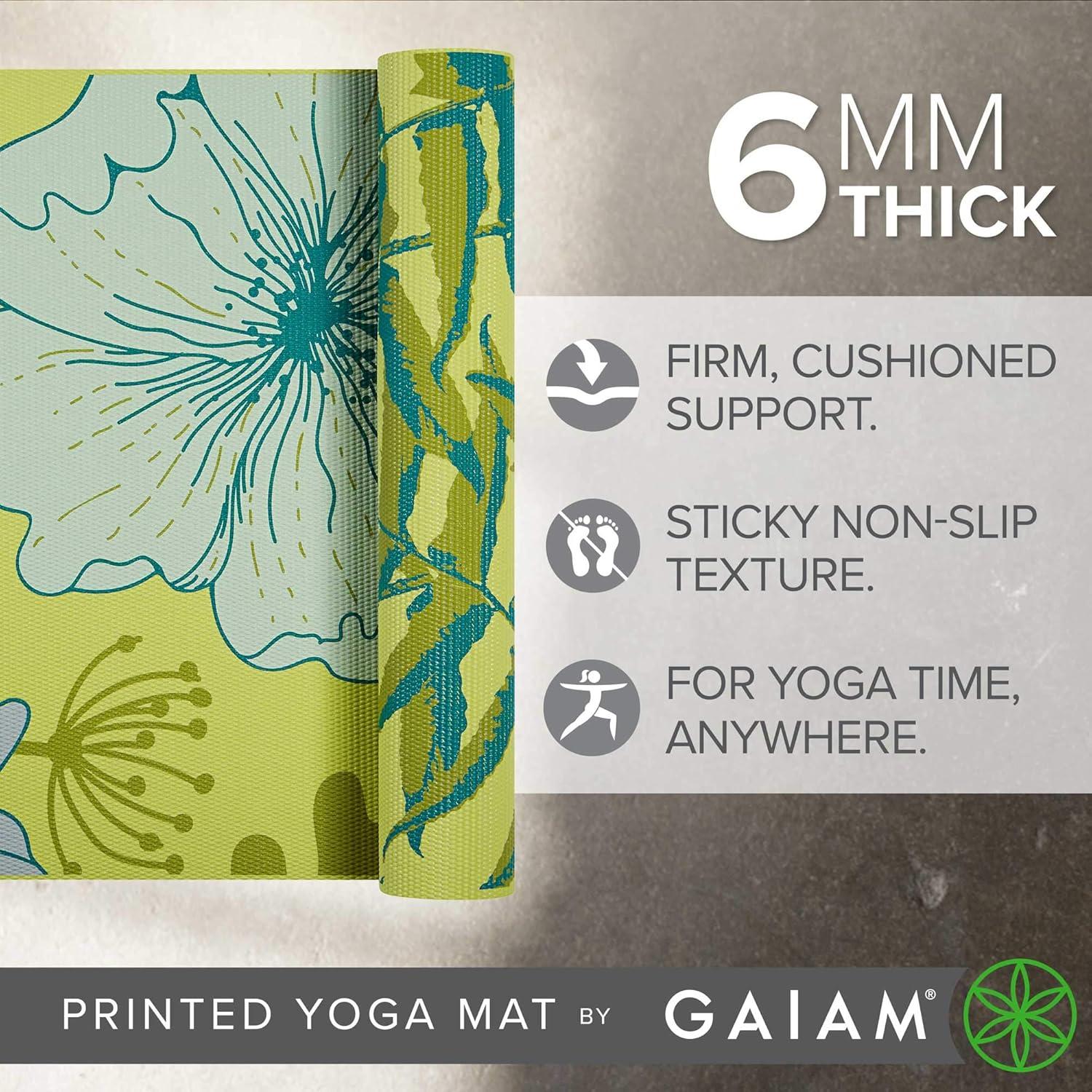 imageGaiam Yoga Mat Premium Print Reversible Extra Thick Non Slip Exercise ampamp Fitness Mat for All Types of Yoga Pilates ampamp Floor Workouts Floral Fern 6mm