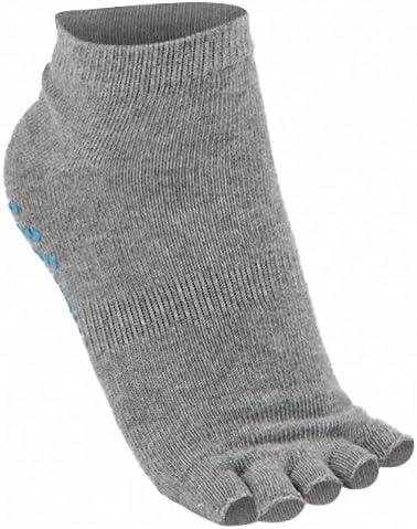imageGaiam Yoga Socks Toeless Grippy Non Slip Sticky Grip Accessories for Women ampamp MenHeather Grey