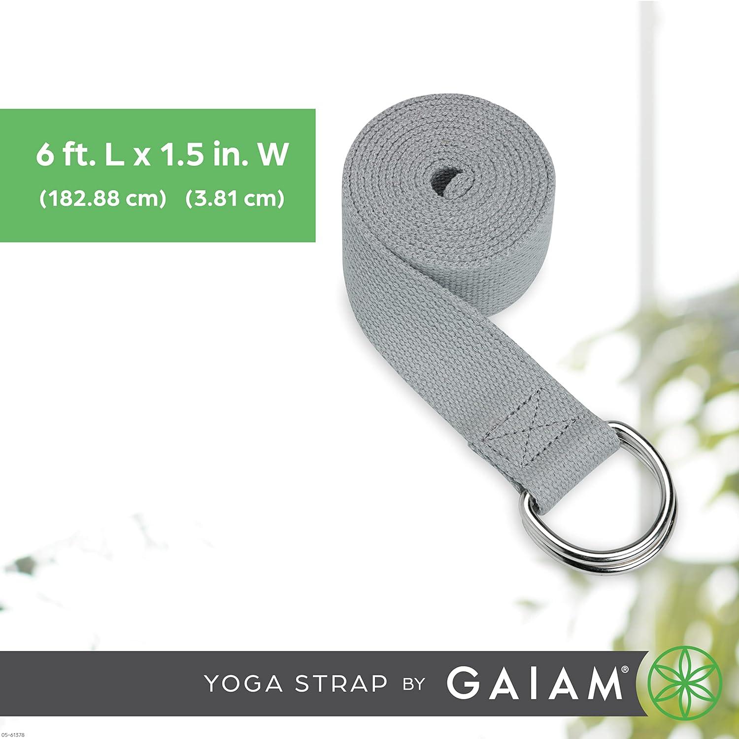 imageGaiam Yoga Strap Premium Athletic Stretch Band with Adjustable Metal DRing Buckle Loop Exercise ampamp Fitness Stretching for Yoga Pilates Physical Therapy Dance Gym WorkoutsBlack