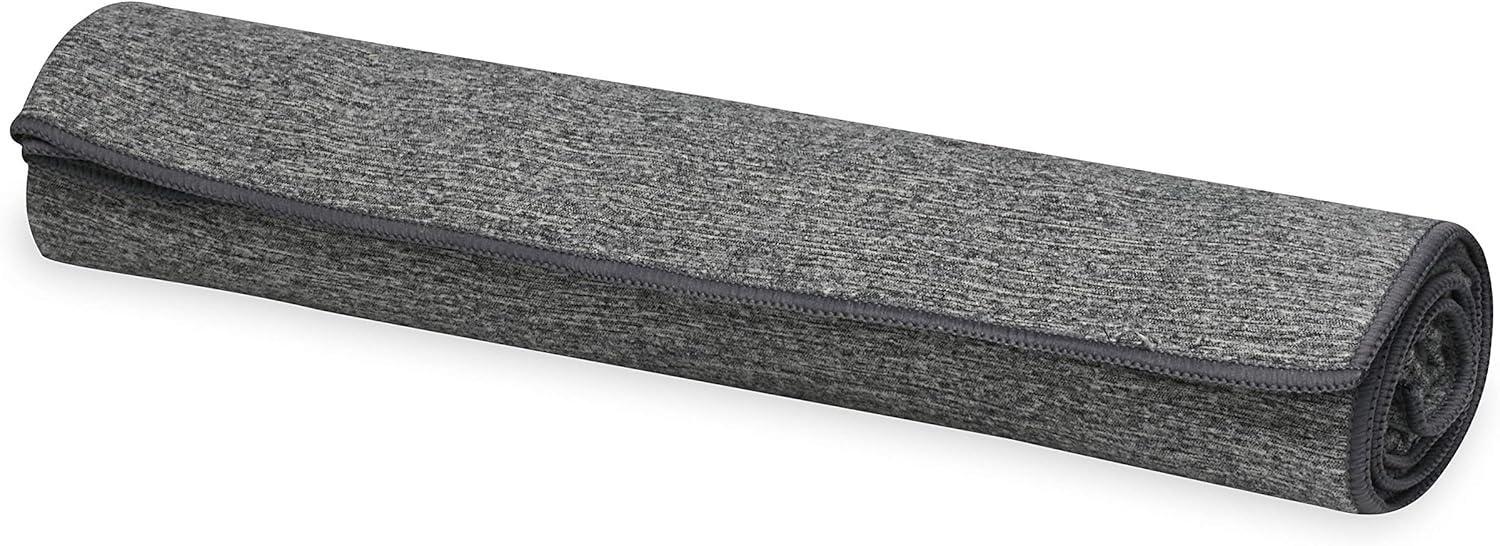 imageGaiam Yoga Towel Mat Sized Active Dry Non Slip Moisture Wicking Sweat Absorbent Microfiber Hot Yoga Towel for Women ampamp Men StayPut Corner Pockets 70quot Long x 26quot WideGrey