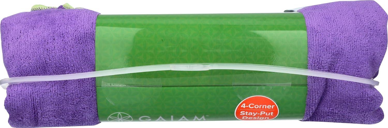 imageGaiam Yoga Towel Mat Sized Active Dry Non Slip Moisture Wicking Sweat Absorbent Microfiber Hot Yoga Towel for Women ampamp Men StayPut Corner Pockets 70quot Long x 26quot WidePurple