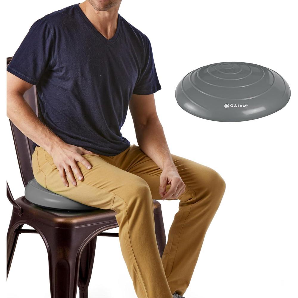 imageGaiam Balance Disc Wobble Cushion Stability Core Trainer for Home or Office Desk Chair ampamp Kids Alternative Classroom Sensory Wiggle SeatGrey