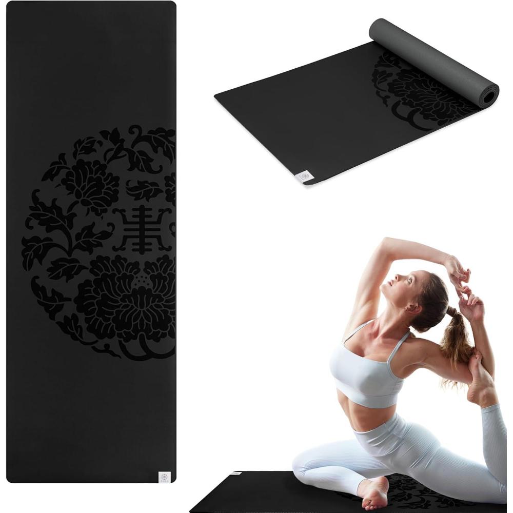 imageGaiam DryGrip Yoga Mat  5mm Thick NonSlip Exercise ampamp Fitness Mat for Standard or Hot Yoga Pilates and Floor Workouts  Cushioned Support NonSlip Coat  68 x 24 InchesBlack XL