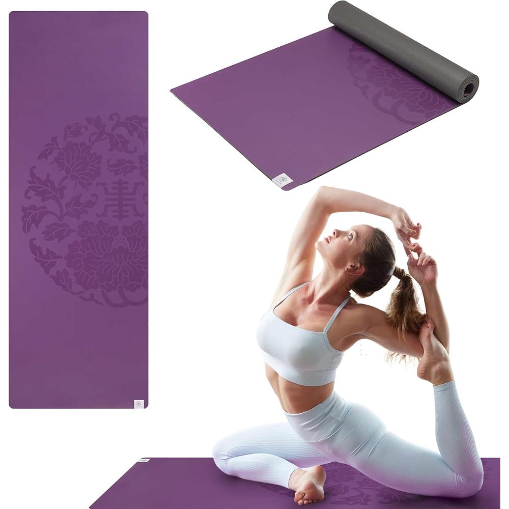 imageGaiam DryGrip Yoga Mat  5mm Thick NonSlip Exercise ampamp Fitness Mat for Standard or Hot Yoga Pilates and Floor Workouts  Cushioned Support NonSlip Coat  68 x 24 InchesPurple