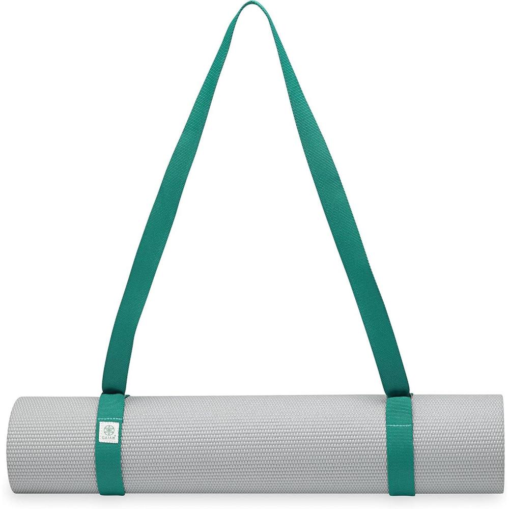 imageGaiam EasyCinch Yoga Mat Sling  Durable Carrying Strap for Yoga Mat with Metal DRings for Secure Fit No Mat IncludedTurquoise Sea Or Granite Storm
