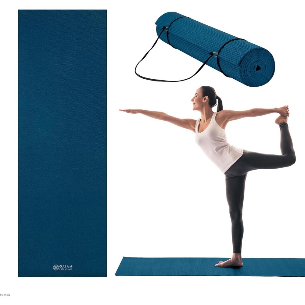 imageGaiam Essentials Premium Yoga Mat with Carrier SlingNavy