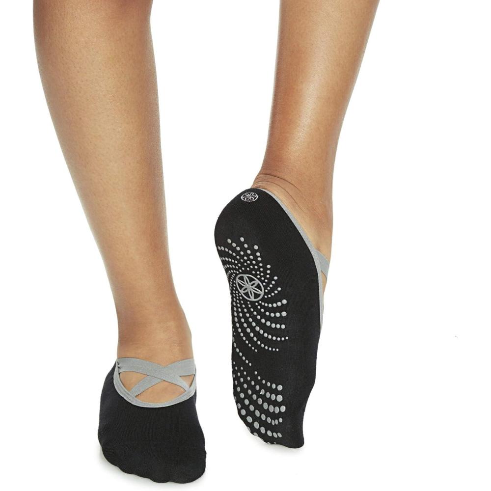 imageGaiam Grippy Studio Yoga Socks for Extra Grip in Standard or Hot YogaBlackGrey