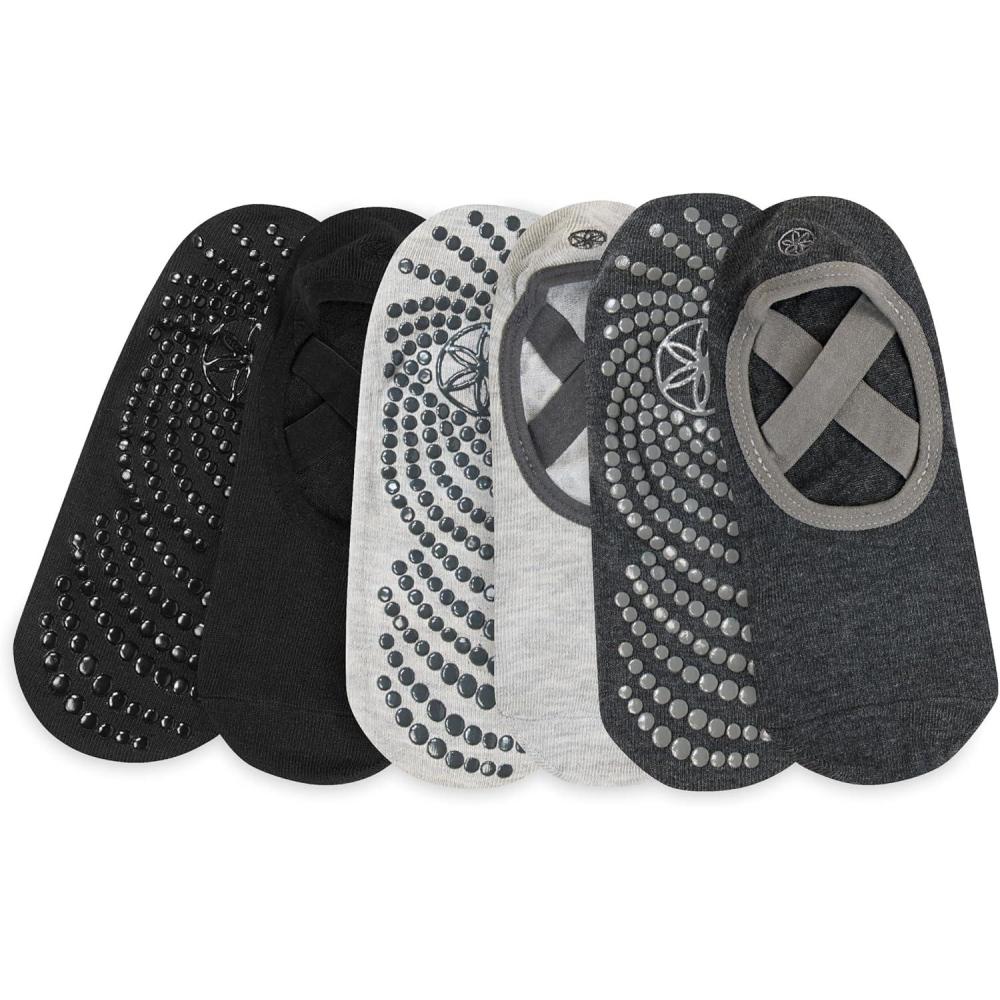 imageGaiam Grippy Studio Yoga Socks for Extra Grip in Standard or Hot YogaMidnightBlackGrey