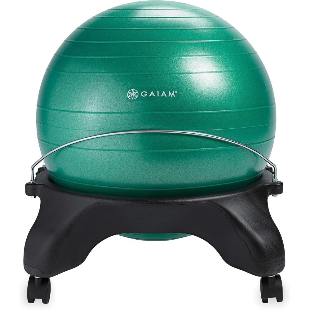 imageGaiam Kids Balance Ball Chair Classic Childrens Stability Ball Chair Alternative School Classroom Flexible Desk Seating for Active Students with Satisfaction Guarantee BlueGreenGreen