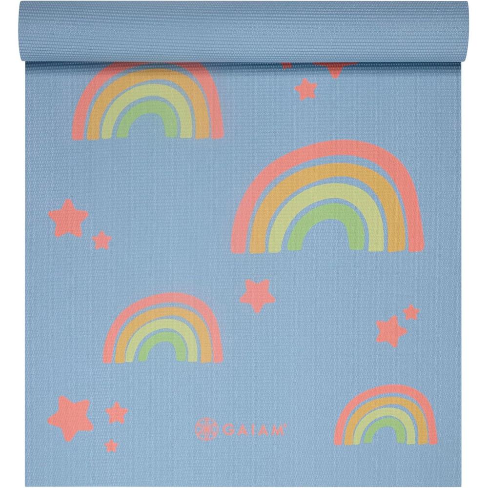 imageGaiam Kids Yoga Mat Exercise Mat Yoga for Kids with Fun Prints Playtime for Babies Active ampamp Calm Toddlers and Young Children 60quot L x 24quot W x 3mm ThickRainbow Stars