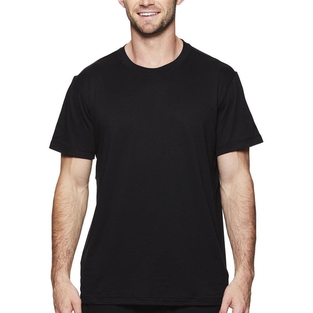 imageGaiam Mens Everyday Basic Crewneck Top Standard Fit Stretch Midweight MaterialBlack