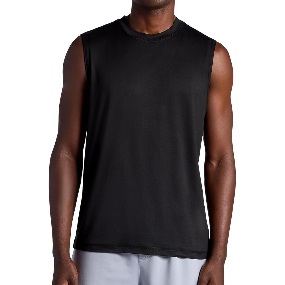 imageGaiam Mens Everyday Basic Muscle Tank Top Standard Fit Stretch Midweight MaterialBlack