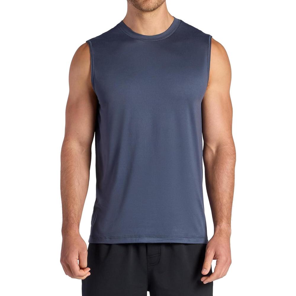 imageGaiam Mens Everyday Basic Muscle Tank Top Standard Fit Stretch Midweight MaterialCool Grey