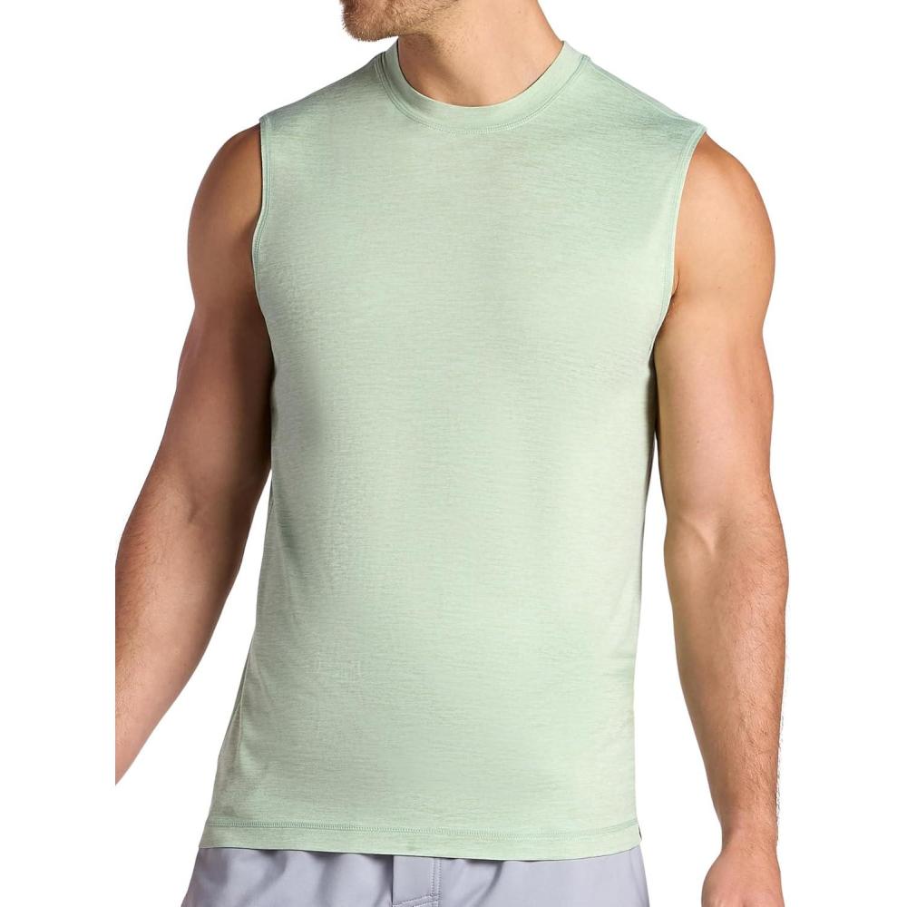 imageGaiam Mens Everyday Basic Muscle Tank Top Standard Fit Stretch Midweight MaterialDusty Green Heather
