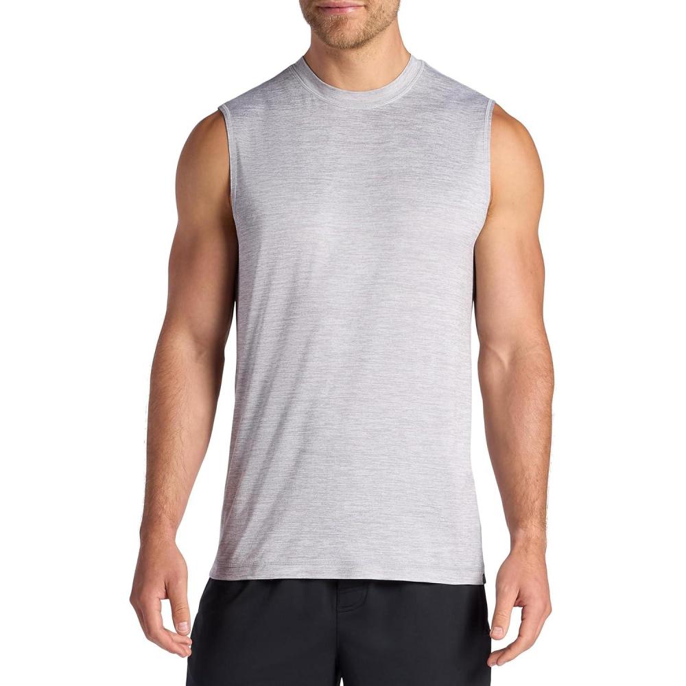 imageGaiam Mens Everyday Basic Muscle Tank Top Standard Fit Stretch Midweight MaterialSleet Heather