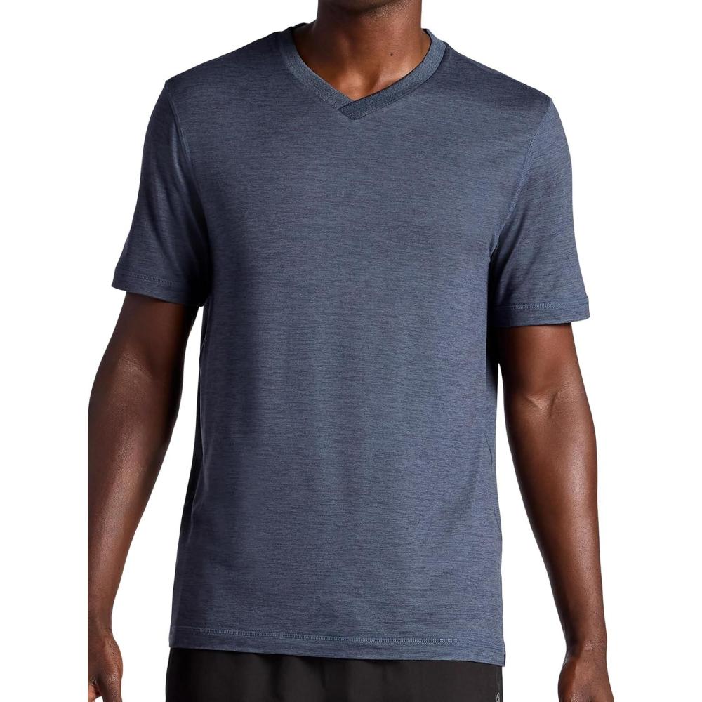 imageGaiam Mens Everyday Basic VNeck Top Standard Fit Stretch Midweight MaterialCool Grey Heather