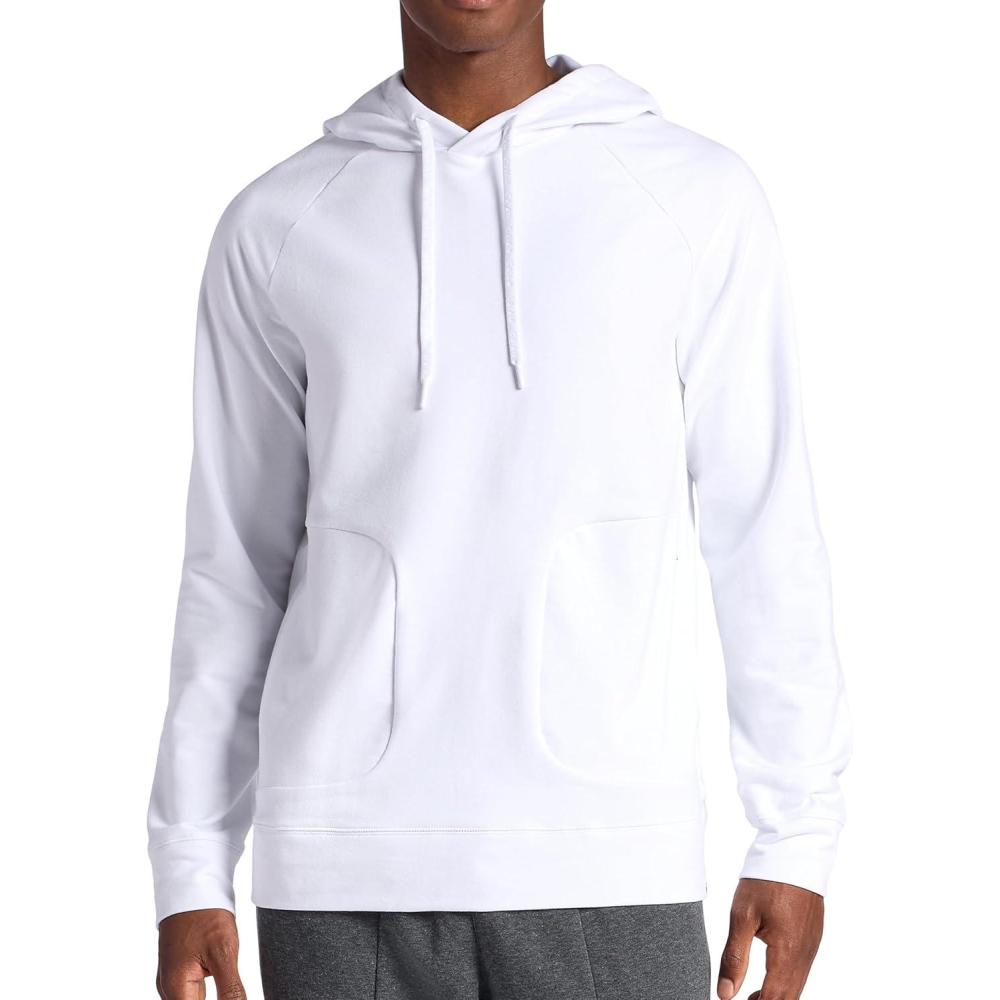 imageGaiam Mens Lotus Oblong Hoodie Relaxed Fit Stretch Heavyweight Terry MaterialStark White