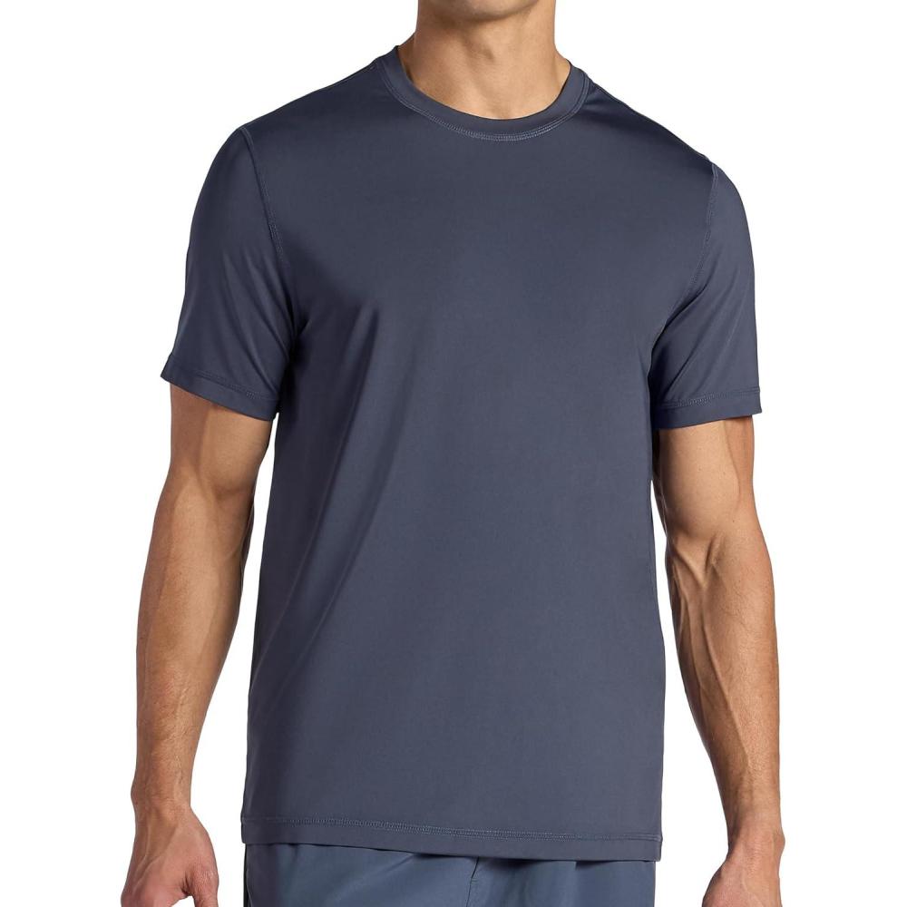 imageGaiam Mens Omtech Short Sleeve Crewneck TShirt Standard Fit Stretch Lightweight Performance MaterialCool Grey