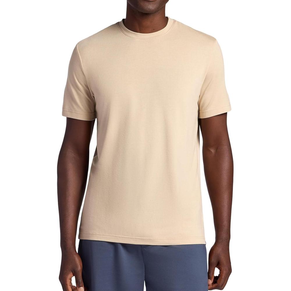 imageGaiam Mens Stretch Tech TShirt Standard Fit Stretch Midweight Performance MaterialWhite Pepper