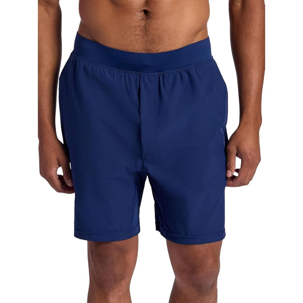 imageGaiam Mens Upside 7 Short with Liner Standard Fit Stretch Lightweight Material MoistureWickingMedieval Blue
