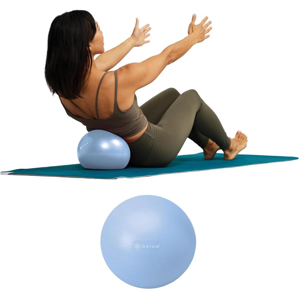 imageGaiam Mini Ab Ball 8 Inch Inflatable AntiBurst Exercise Ball for Core Strength Pilates Yoga and Physical Therapy Includes Inflation Straw Plug ampamp Downloadable Exercise GuideClear Sky