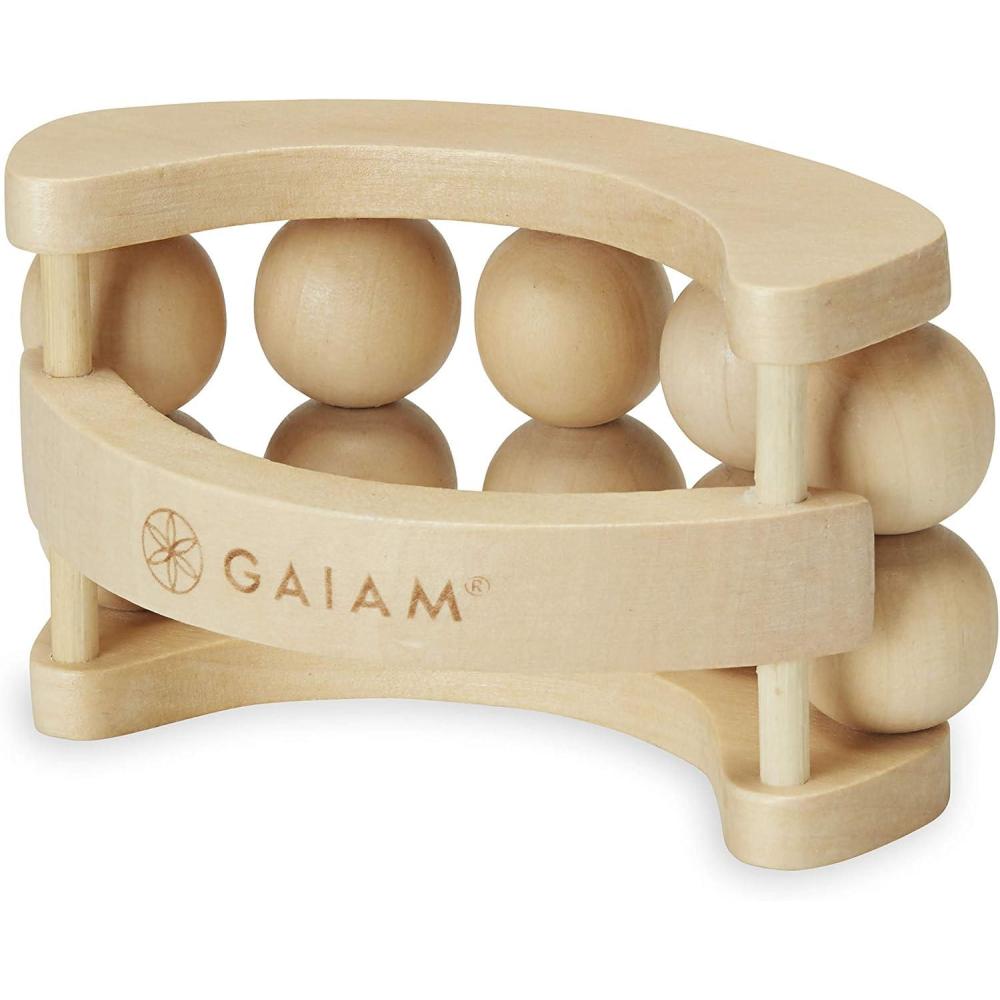 imageGaiam Relax Massage Ball Roller Handheld Wooden Total Body Massager for Back Neck Foot Calf Leg Arm Deep Tissue Massager Relief for Sore Muscles